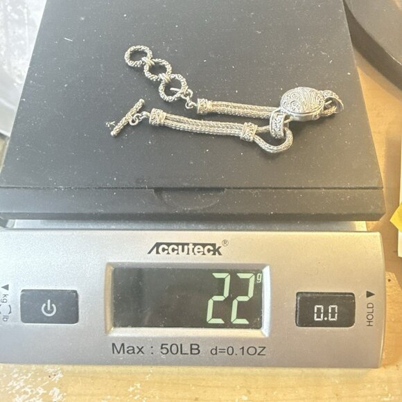 Sarda Sterling Silver Bracelet Granular Foxtail Wheat Pebbled Bali Toggle 925 - Picture 15 of 15